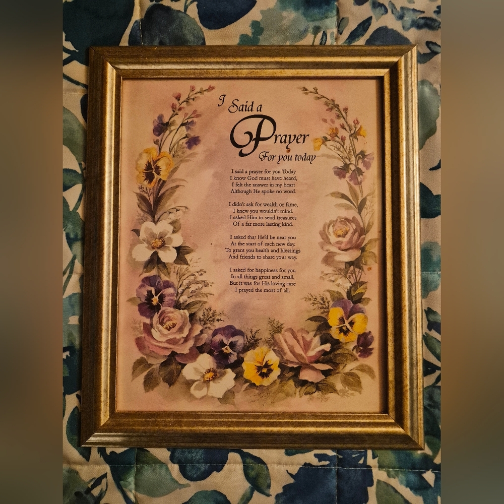 Floral Bordered "Prayer For You Today" Poem in Gold Frame